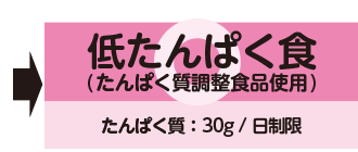 基本を考慮してたんぱく質を調整した朝食 たんぱく質:30g/日 低たんぱく質食品:使用