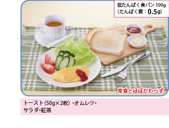 食パン:100g(たんぱく質:0.5g)