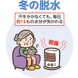 冬の脱水 汗をかかなくても、毎日約1ℓもの水分が失われる
