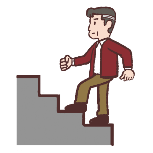 画像：エレベーターではなく階段を使う