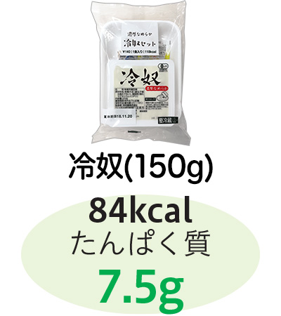 冷奴:84kcal、たんぱく質7.5g