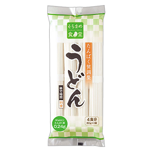 普通のうどんと比べてたんぱく質は約1/40なめらかな喉ごしのおいしいうどん