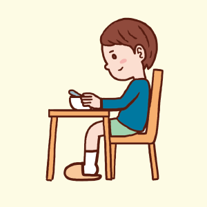 座って食べる