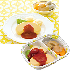 やさしいおかずセット オムレツのトマトソースの詳細 介護食品 栄養調整食品の通販 宅配ならヘルシーネットワーク